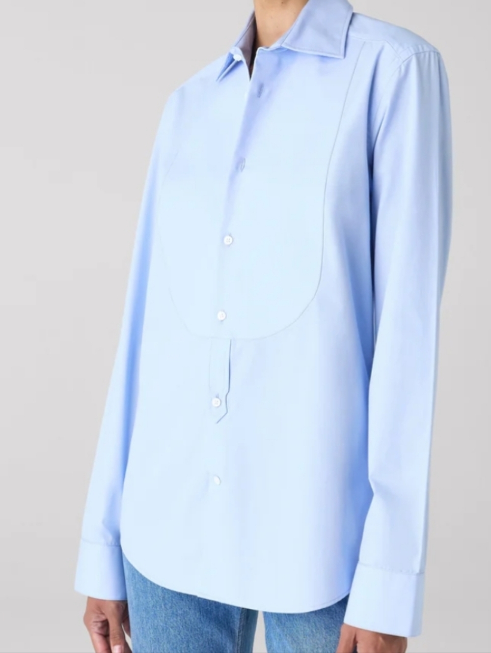 New WNU With Nothing Underneath Baby Blue Oversize 100% Cotton Shirt M